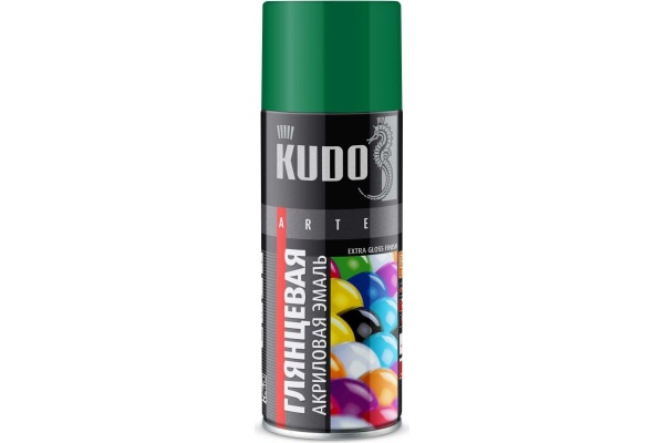 KUDO / KU-A6029 Эмаль универсальная акриловая RAL 6029 зелёная высокоглянцевая 520 мл (уп.12)